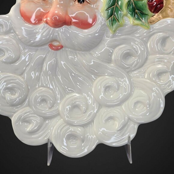 Fitz and Floyd Santa Claus‎ Candy Dish Wall Decor Cookie Plate Curly Beard Xmas - Picture 5 of 9